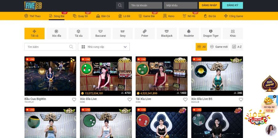 Các sản phẩm trò chơi tại cổng game Five88