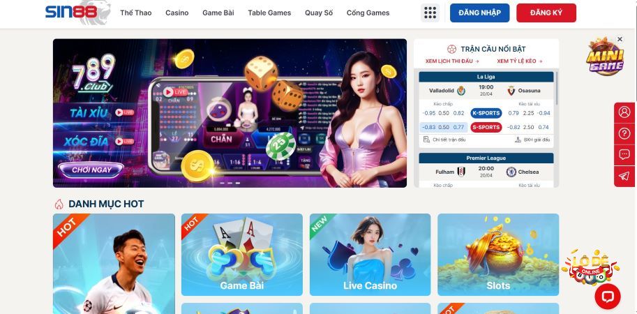 Giới thiệu về cổng game Sin88