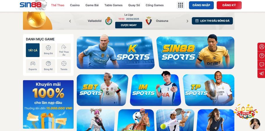 Các sản phẩm cá cược tại Sin88