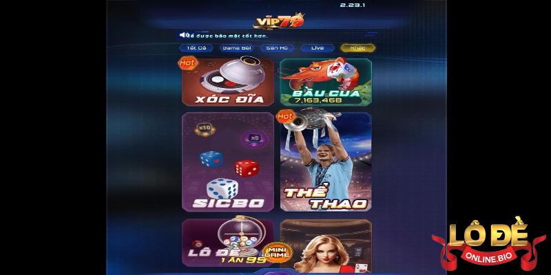 Các sản phẩm giải trí của cổng game Vip79